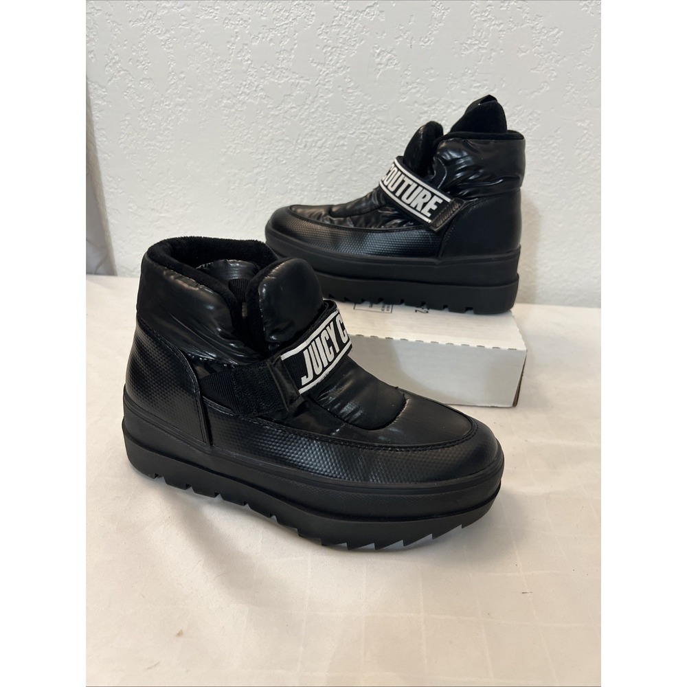 JUICY COUTURE VERONICA SZ 6 BLACK WINTER PLATFORM PUFFER LOGO BOOTS WJ03704W
